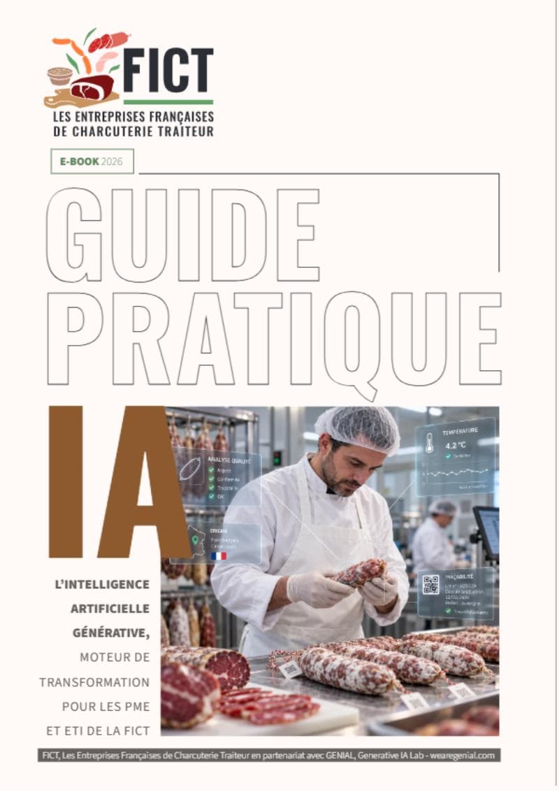 Cover of the FICT × GENIAL Practical AI Guide, 2026 e-book (in French)